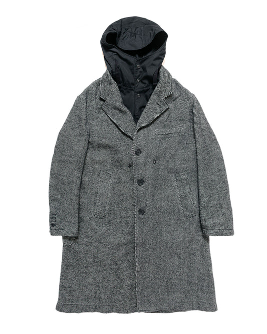 Engineered Garments Chester Coat Black Wool Shaggy Twill