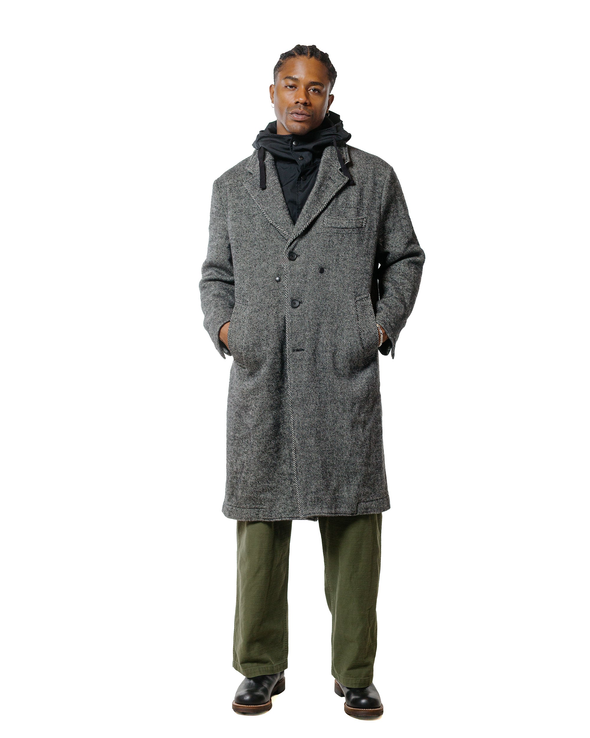 ジャケット・アウター Engineered Garment Chester Coat Engineered Garments Chester Coat Black Wool Shaggy Twill