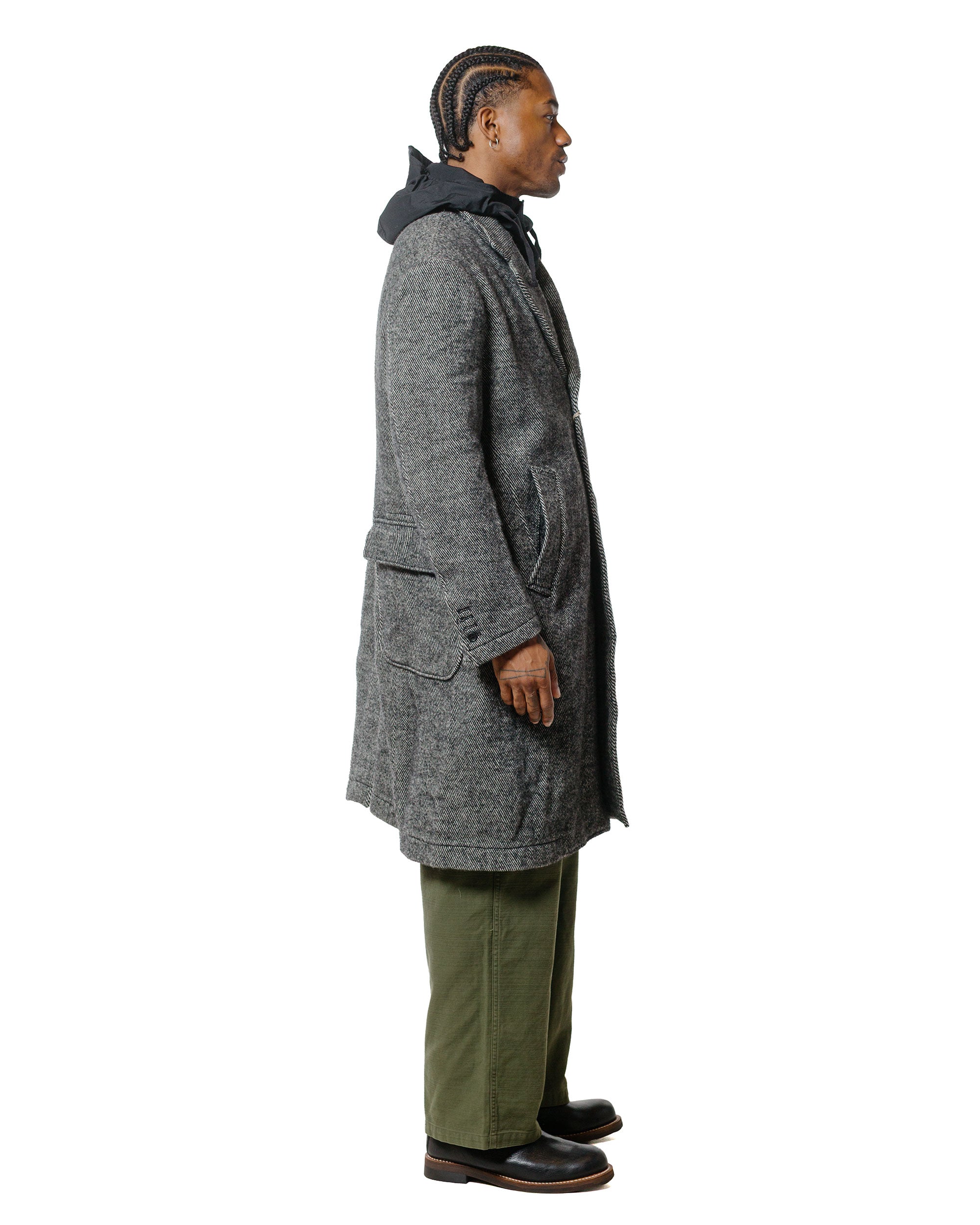 Engineered Garments Chester Coat Black Wool Shaggy Twill