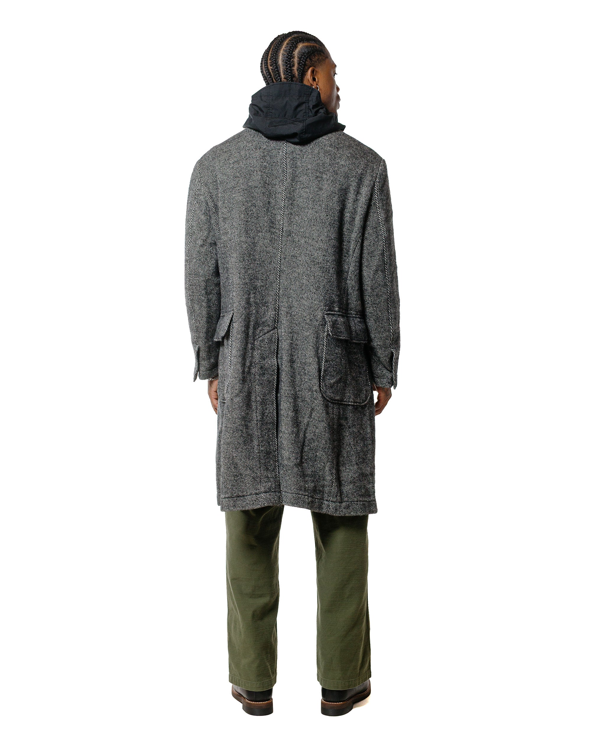 Engineered Garments Chester Coat Black Wool Shaggy Twill