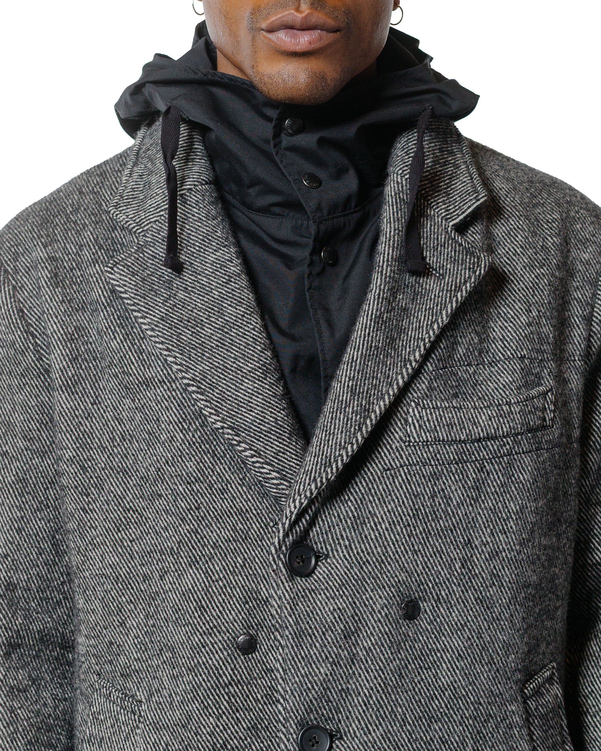 Engineered Garments Chester Coat Black Wool Shaggy Twill