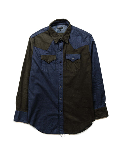 Engineered Garments Combo Western Shirt Navy Cotton Oxford Twill