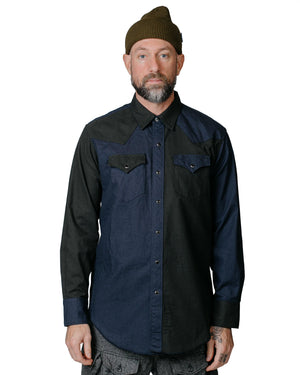 Engineered Garments Combo Western Shirt Navy Cotton Oxford Twill model front