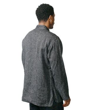 Engineered Garments Dayton Shirt BlackGrey Linen Stripe model back