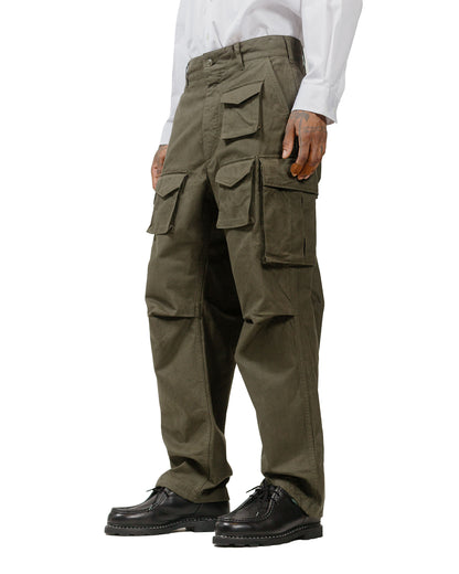 Engineered Garments FA Pant Olive Cotton Brushed Herringbone model front