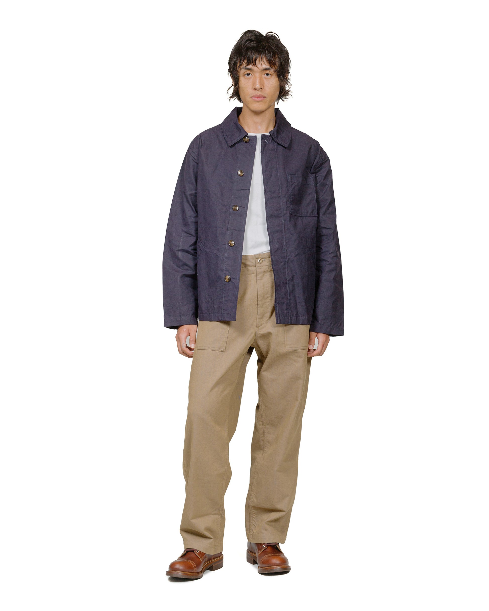 Engineered Garments Fatigue Pant Khaki/Blue PC Iridescent Heavy Twill model full