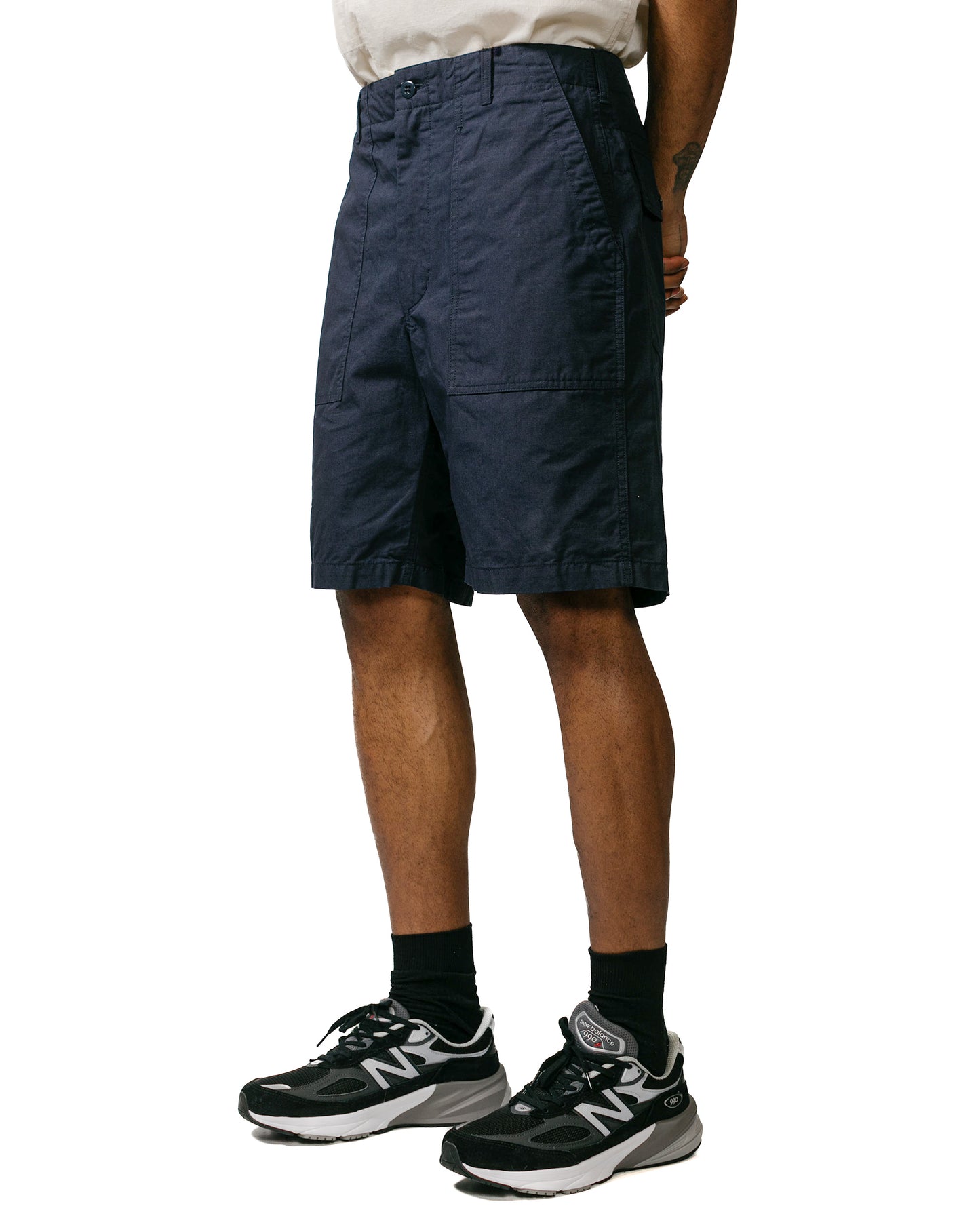 Engineered Garments Fatigue Short Dark Navy Cotton Ripstop model front