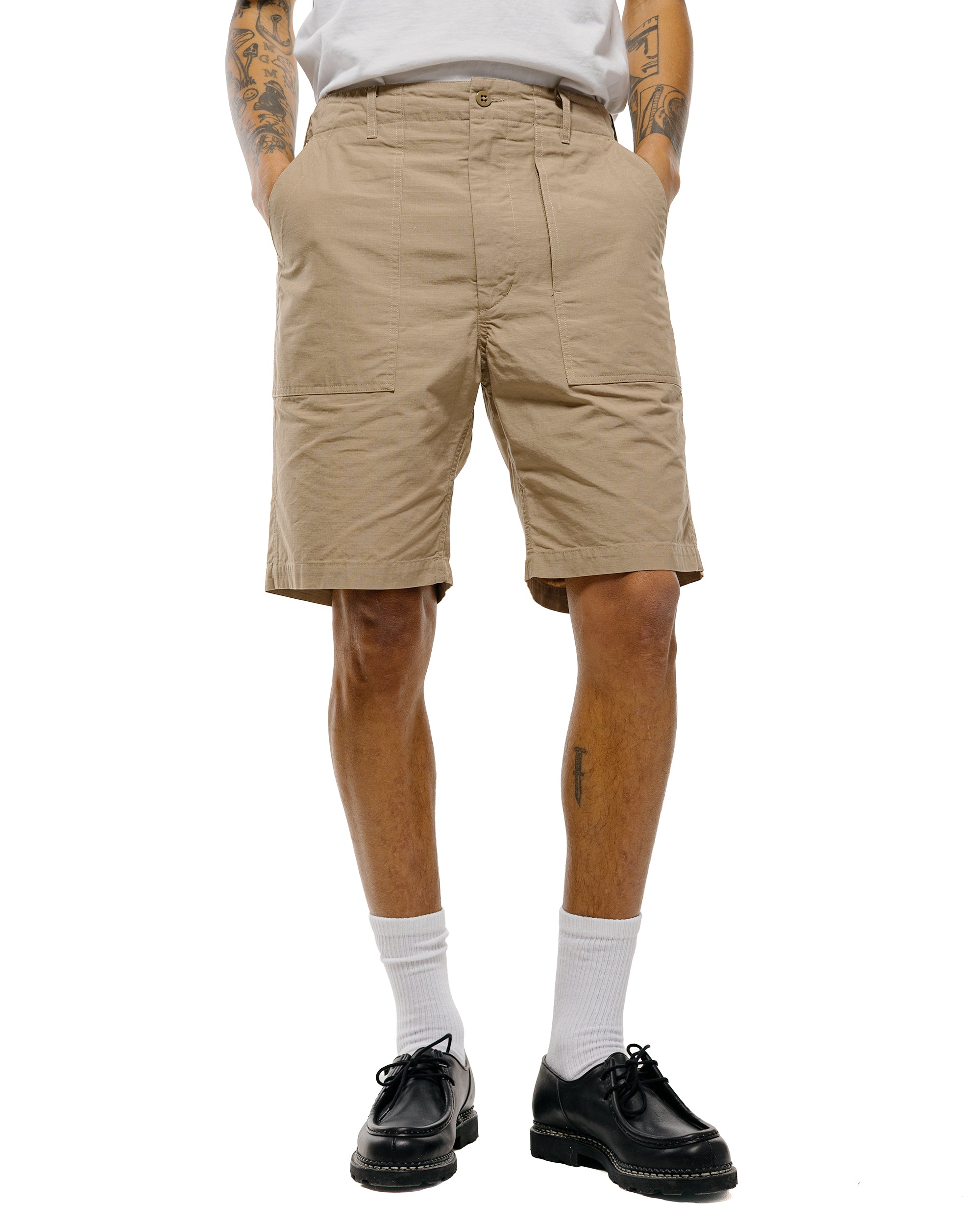 Engineered Garments Fatigue Short 카키 코튼 립스탑