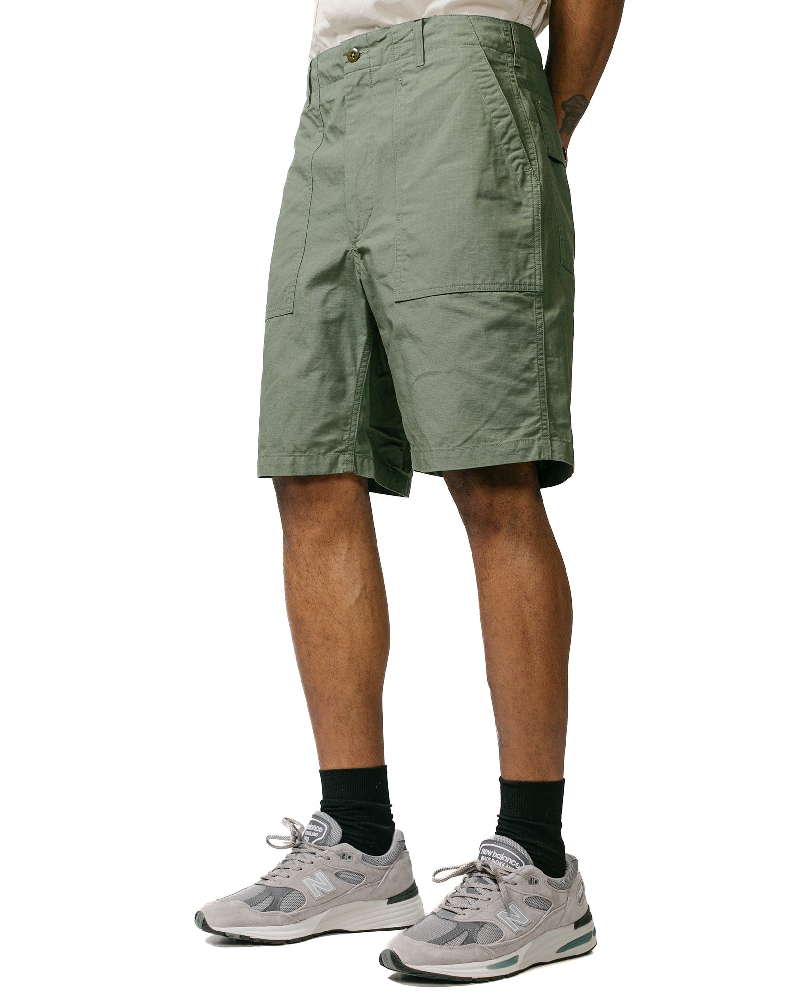 Engineered Garments Fatigue Short Olive Cotton Ripstop model front