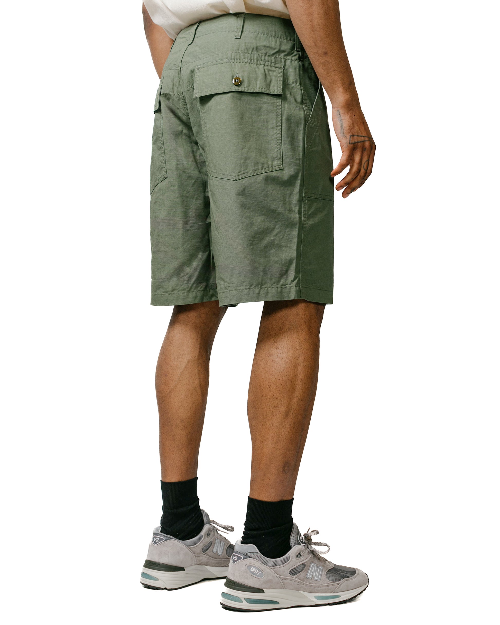 Engineered Garments Fatigue Short Olive Cotton Ripstop model back