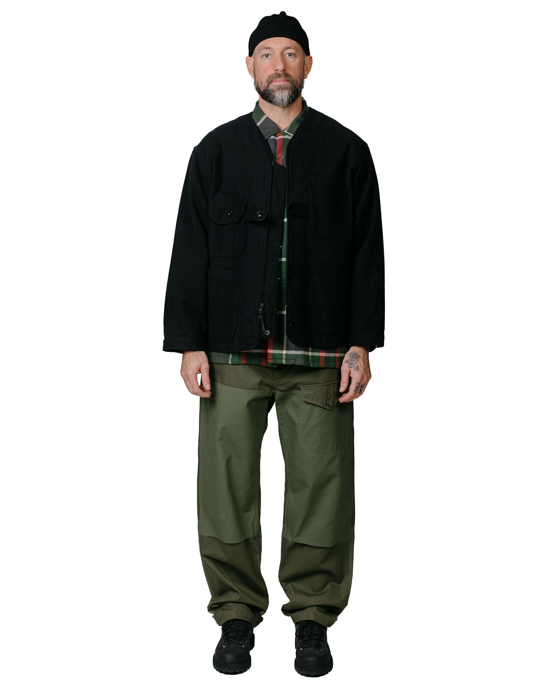 Engineered Garments Field Pant Olive Cotton Herringbone Twill model full