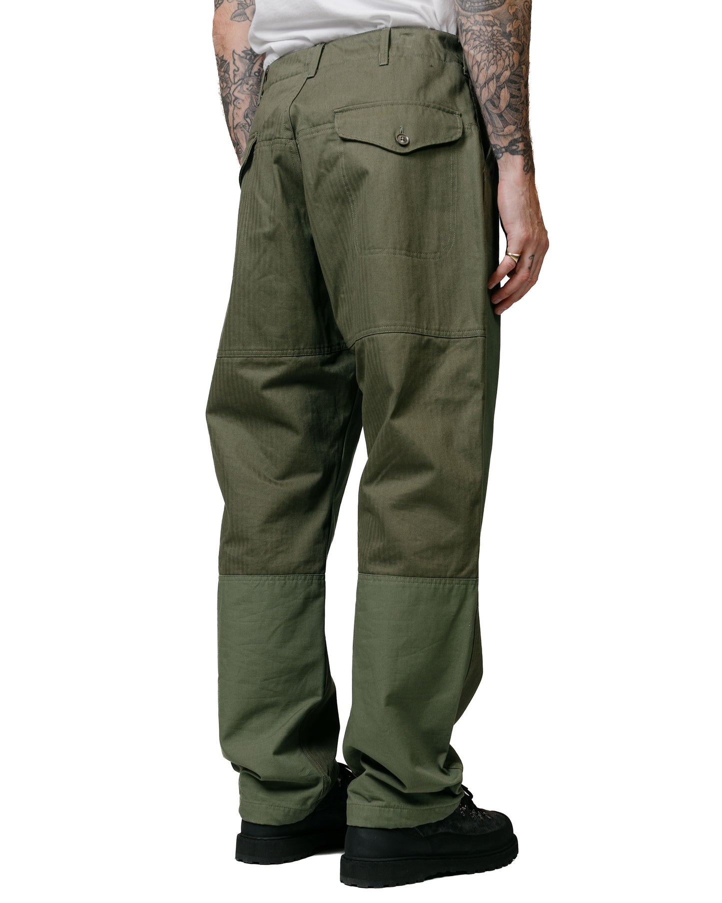 Engineered Garments Field Pant Olive Cotton Herringbone Twill model back