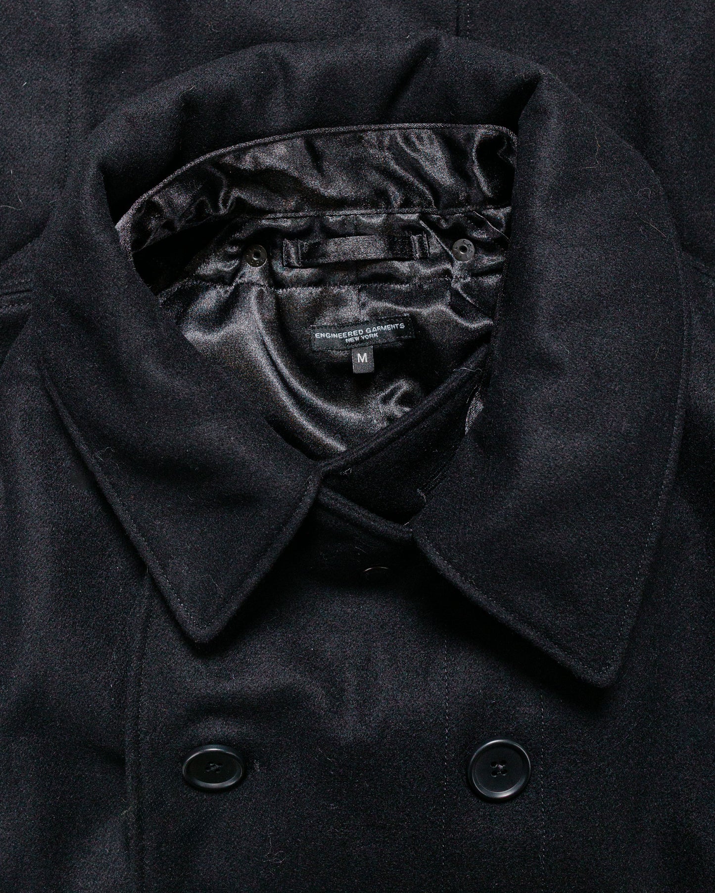 Engineered Garments Fireman Jacket Black 24oz Wool Melton