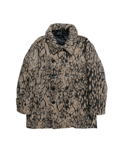 Engineered Garments Fireman Jacket Brown Wool Poly Leopard Jacquard