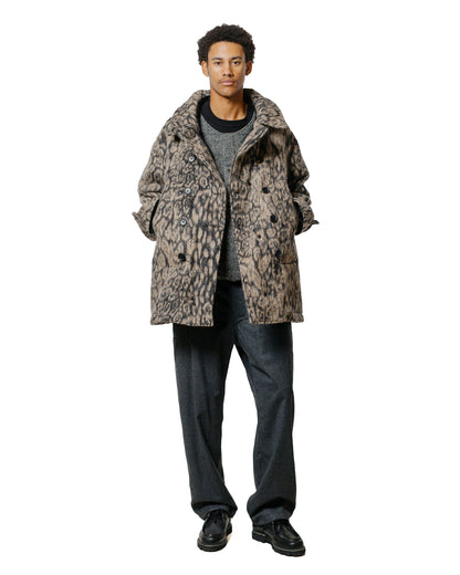 Engineered Garments Fireman Jacket Brown Wool Poly Leopard Jacquard