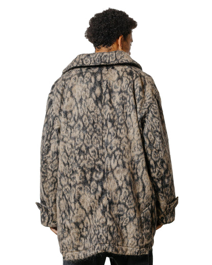 Engineered Garments Fireman Jacket Brown Wool Poly Leopard Jacquard