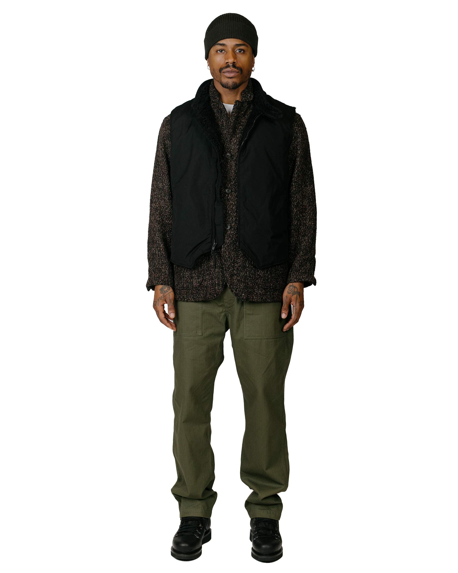 Engineered Garments LL Vest Black PC Poplin Model Full