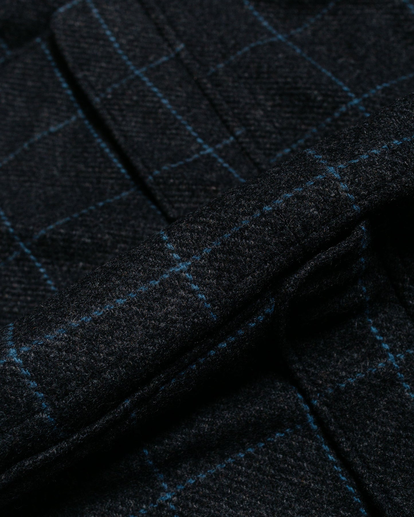 Engineered Garments Loiter Jacket CharcoalLight Blue Wool Poly Windowpane fabric