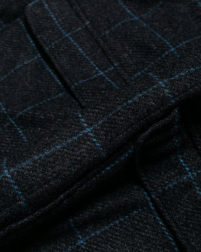 Engineered Garments Loiter Jacket CharcoalLight Blue Wool Poly Windowpane fabric