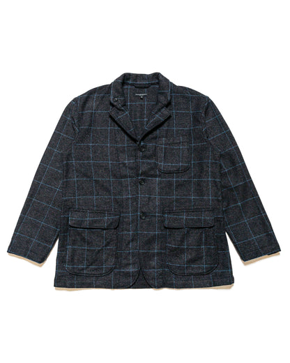 Engineered Garments Loiter Jacket Charcoal/Light Blue Wool Poly Windowpane 