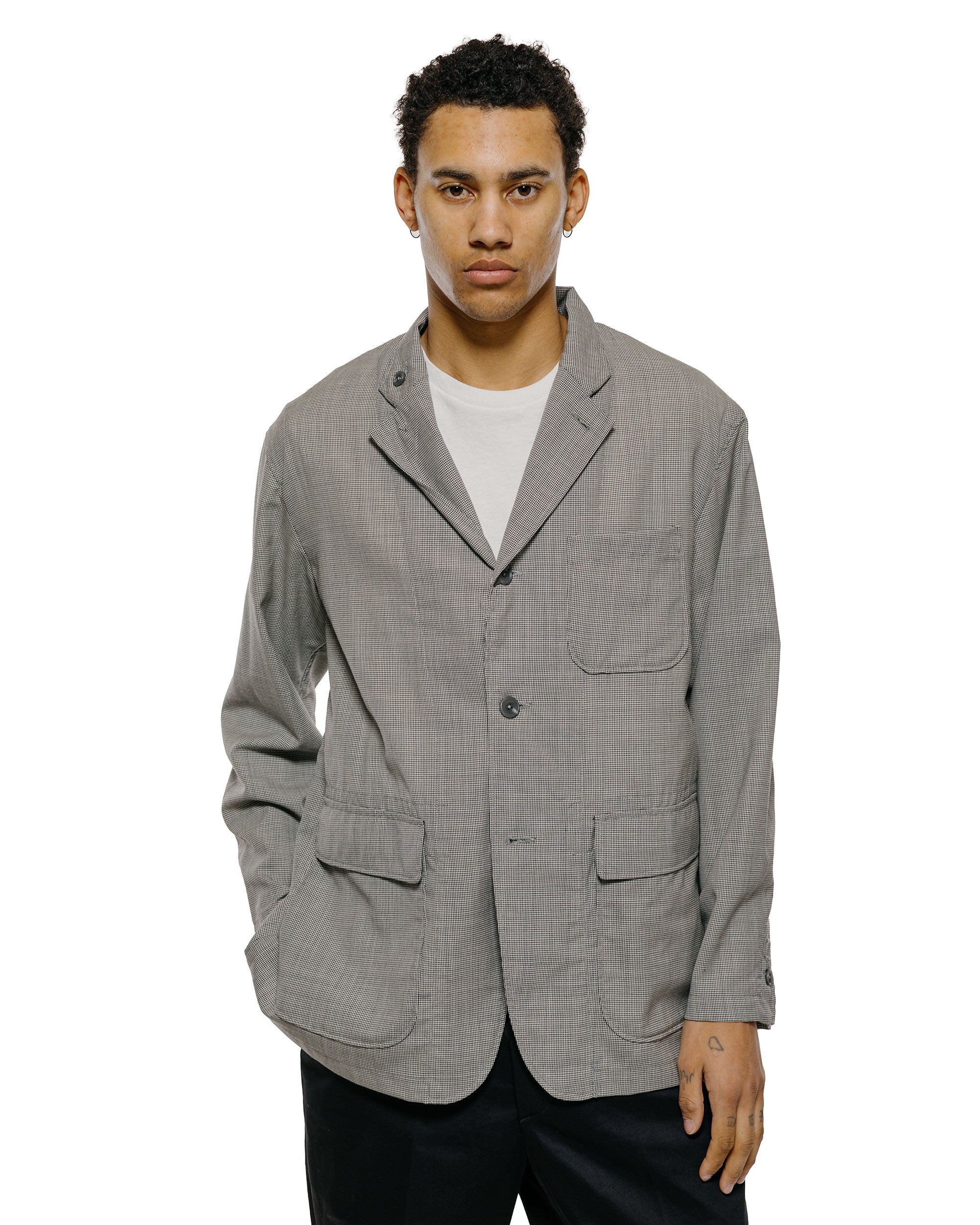 Engineered Garments Loiter Jacket Grey Micro Houndstooth Tropical Wool