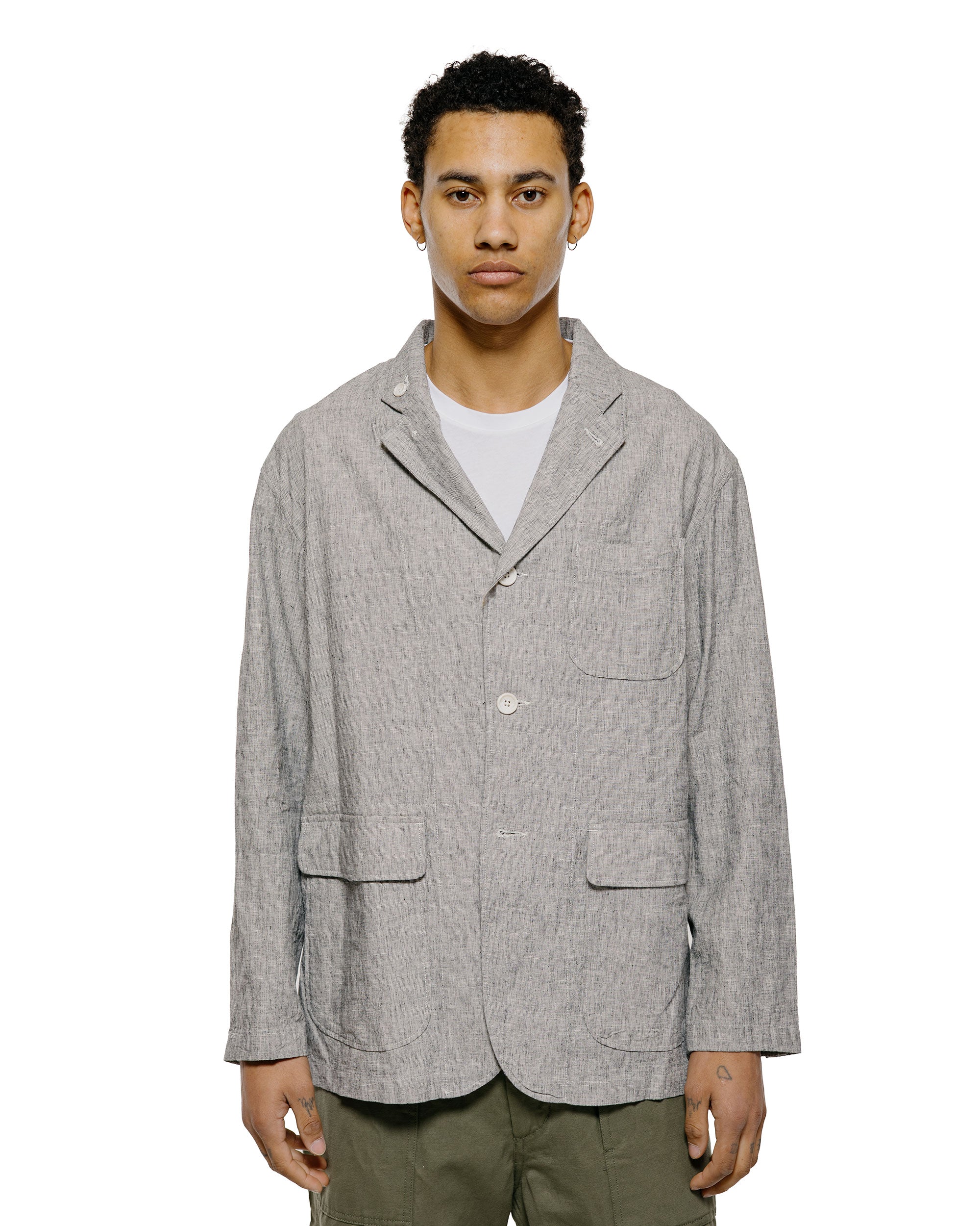 Engineered Garments Loiter Jacket Grey Micro Houndstooth Tropical Wool