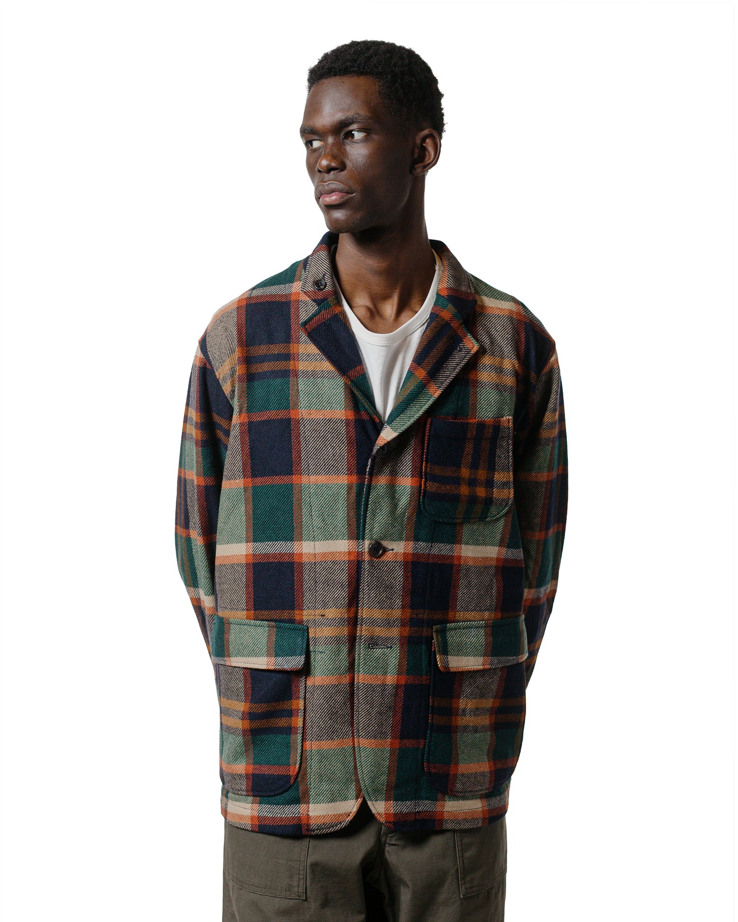 Engineered Garments Loiter Jacket Navy/Brown Heavy Wool Plaid