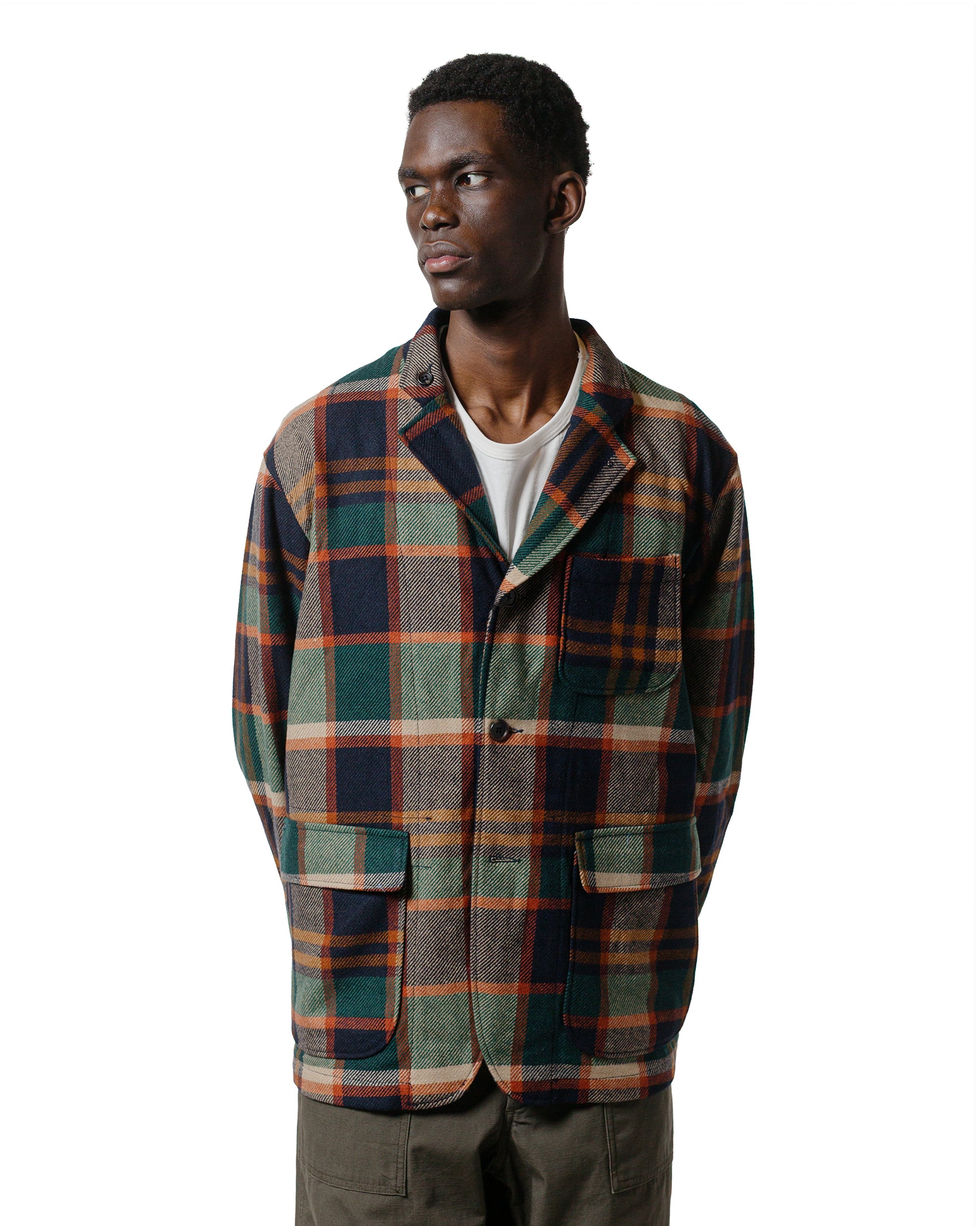 Engineered Garments Loiter Jacket Navy/Brown Heavy Wool Plaid