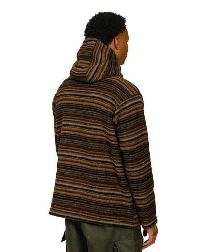 Engineered Garments Long Sleeve Hoody Brown Fair Isle Stripe Knit Sweater model back