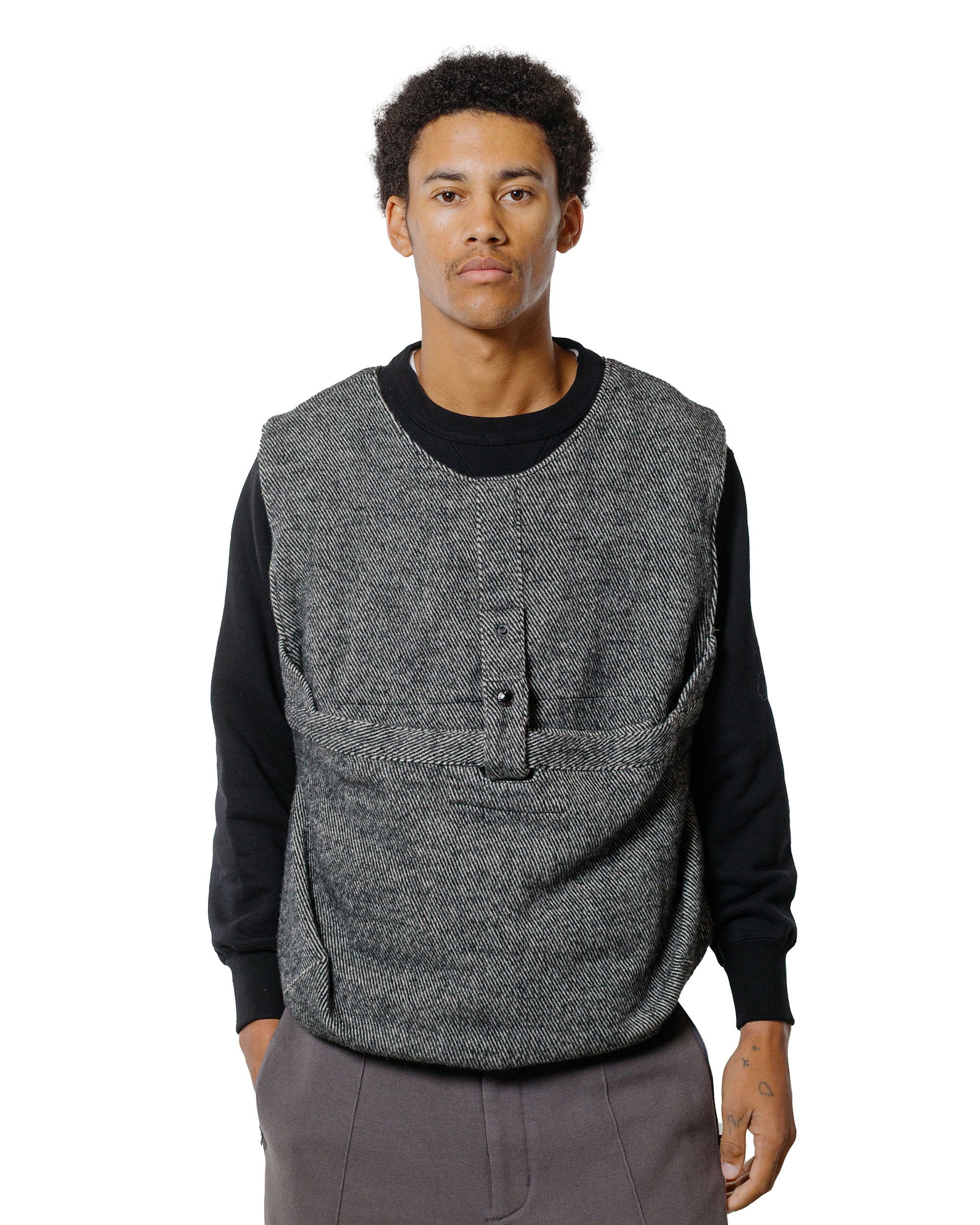 Engineered Garments Newsboy Vest Black Wool Shaggy Twill