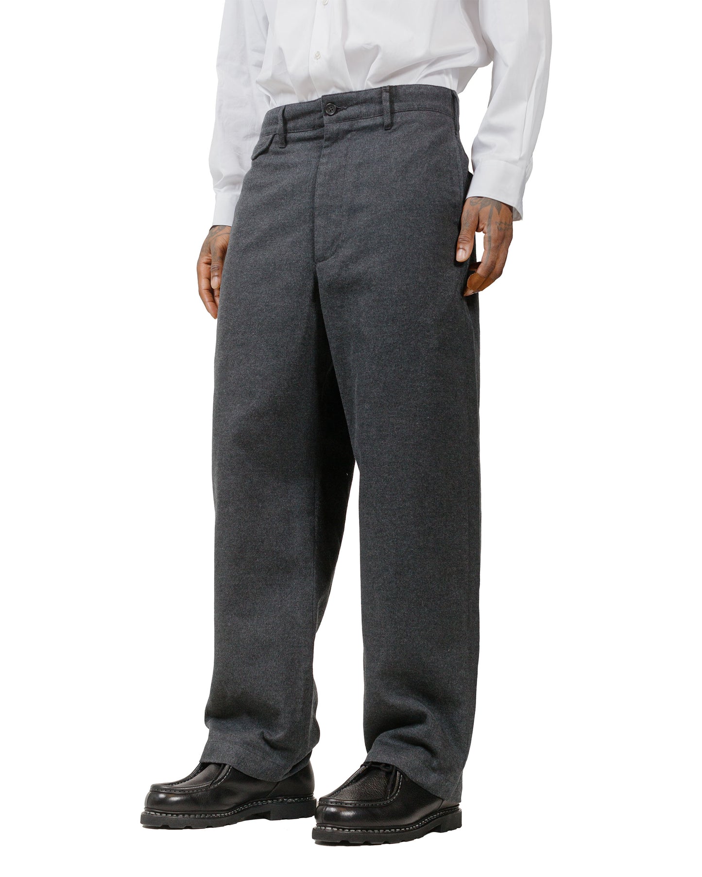 Engineered Garments Officer Pant Charcoal CP Brushed Cloth model front