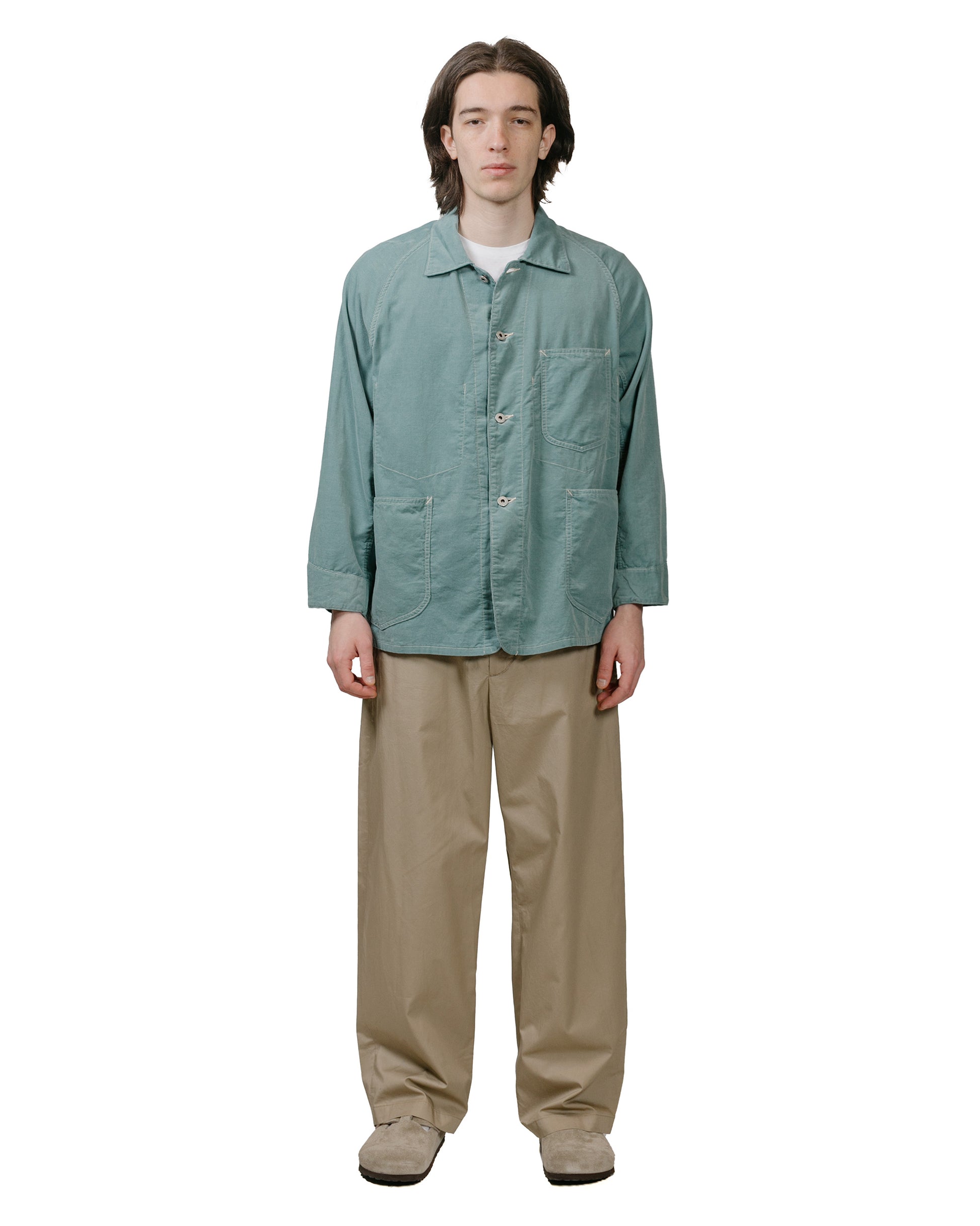 Engineered Garments Officer Pant Khaki Highcount Twill model full