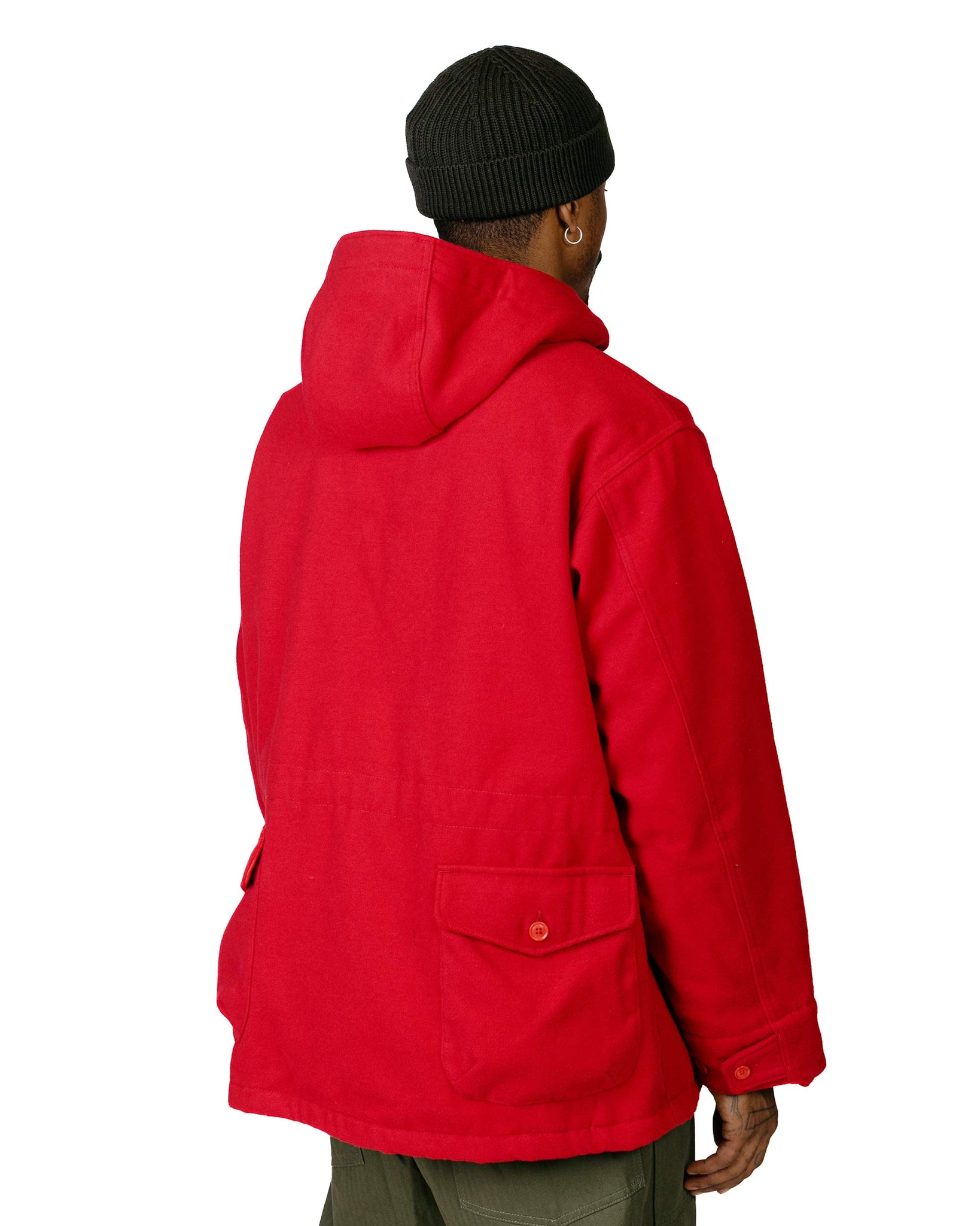 Engineered Garments SAS Jacket Red Fake Poly Fake Melton Model Back