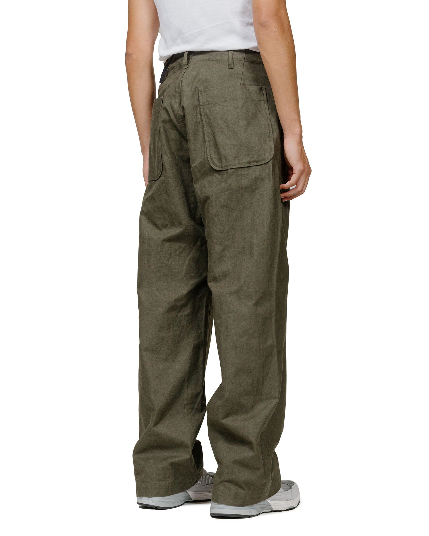 Engineered Garments Sailor Pant Olive Cotton Brushed Herringbone model back