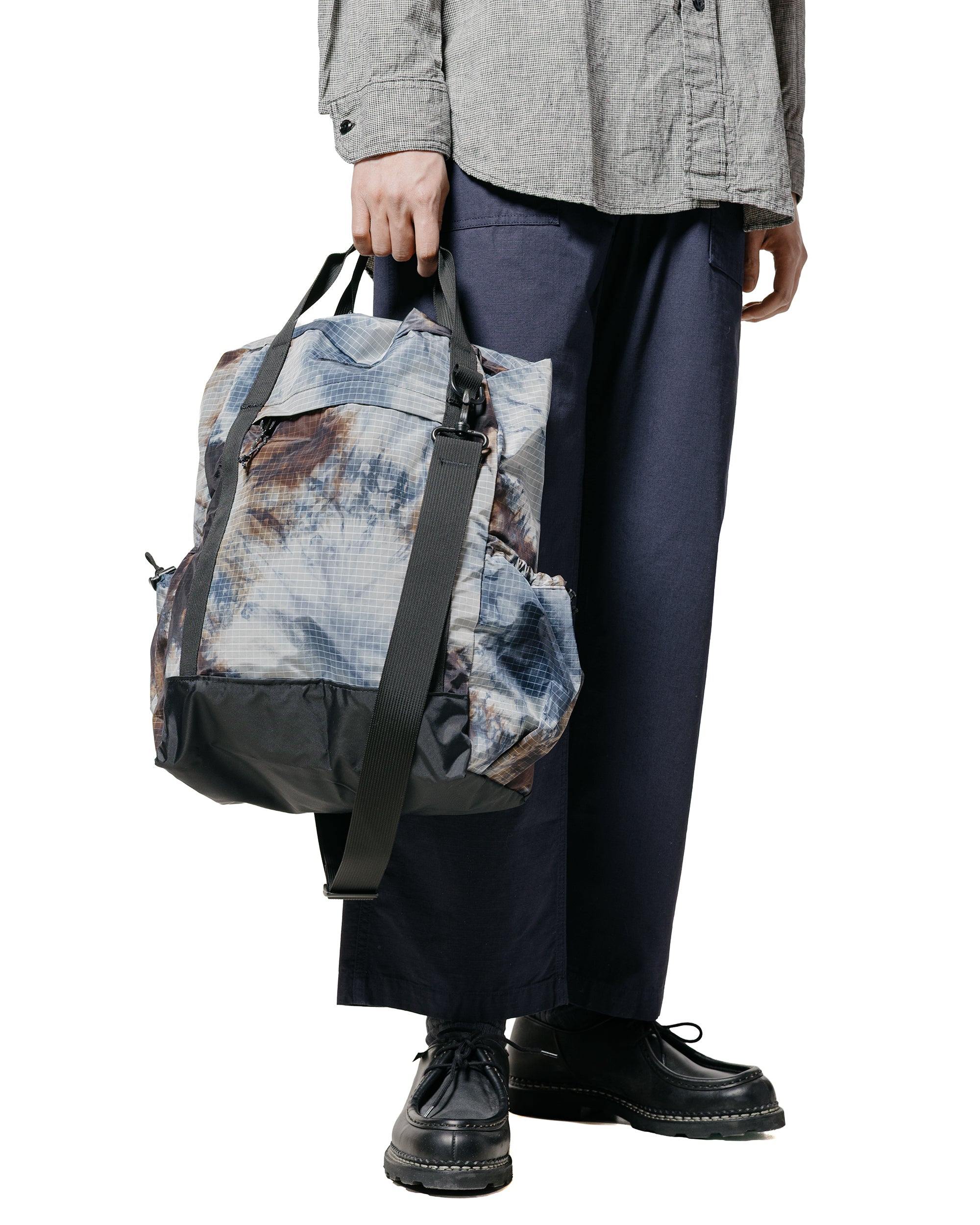 Engineered Garments UL 3 Way Bag Navy Nylon Tie Die Print Ripstop