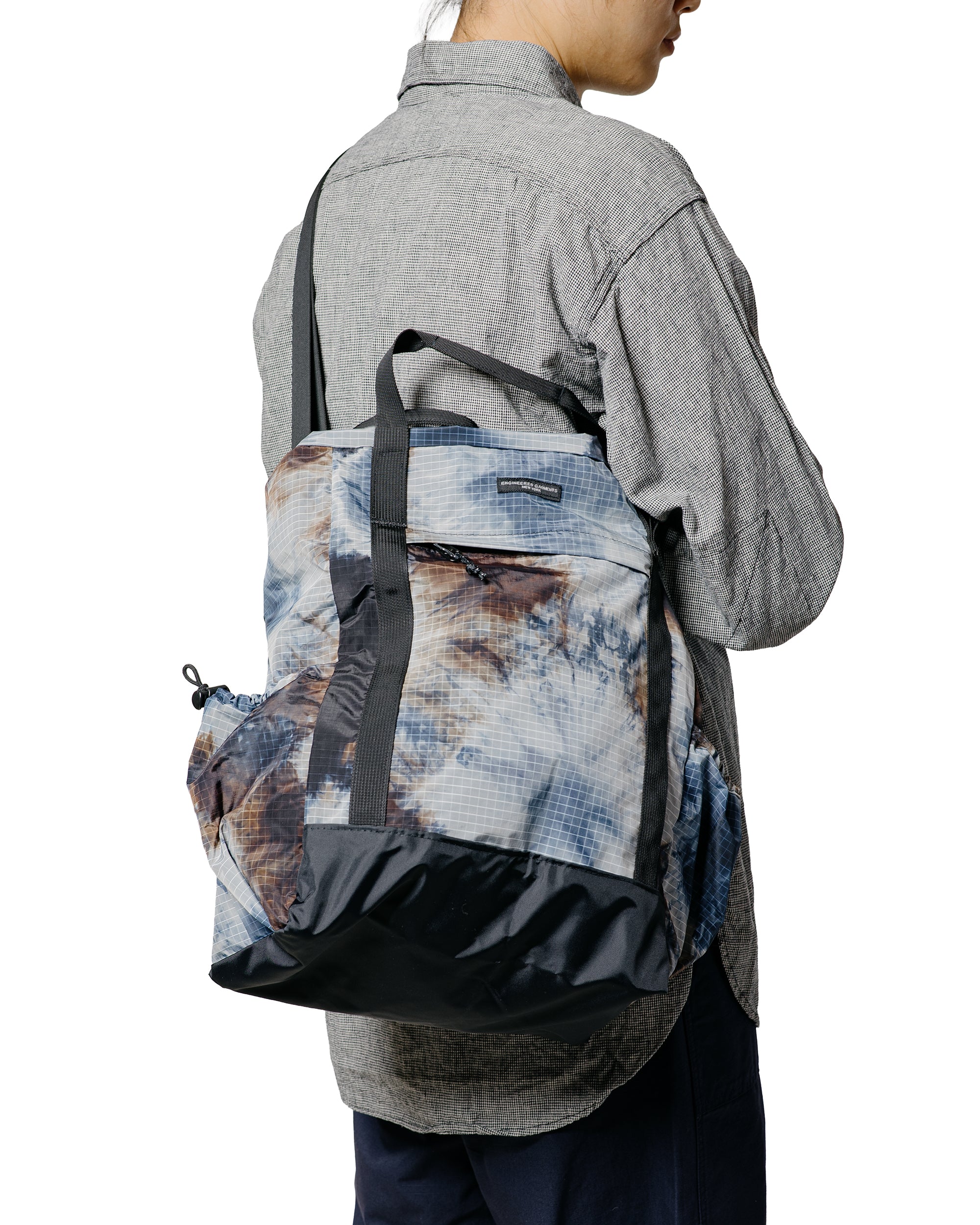 Engineered Garments UL 3 Way Bag Navy Nylon Tie Die Print Ripstop