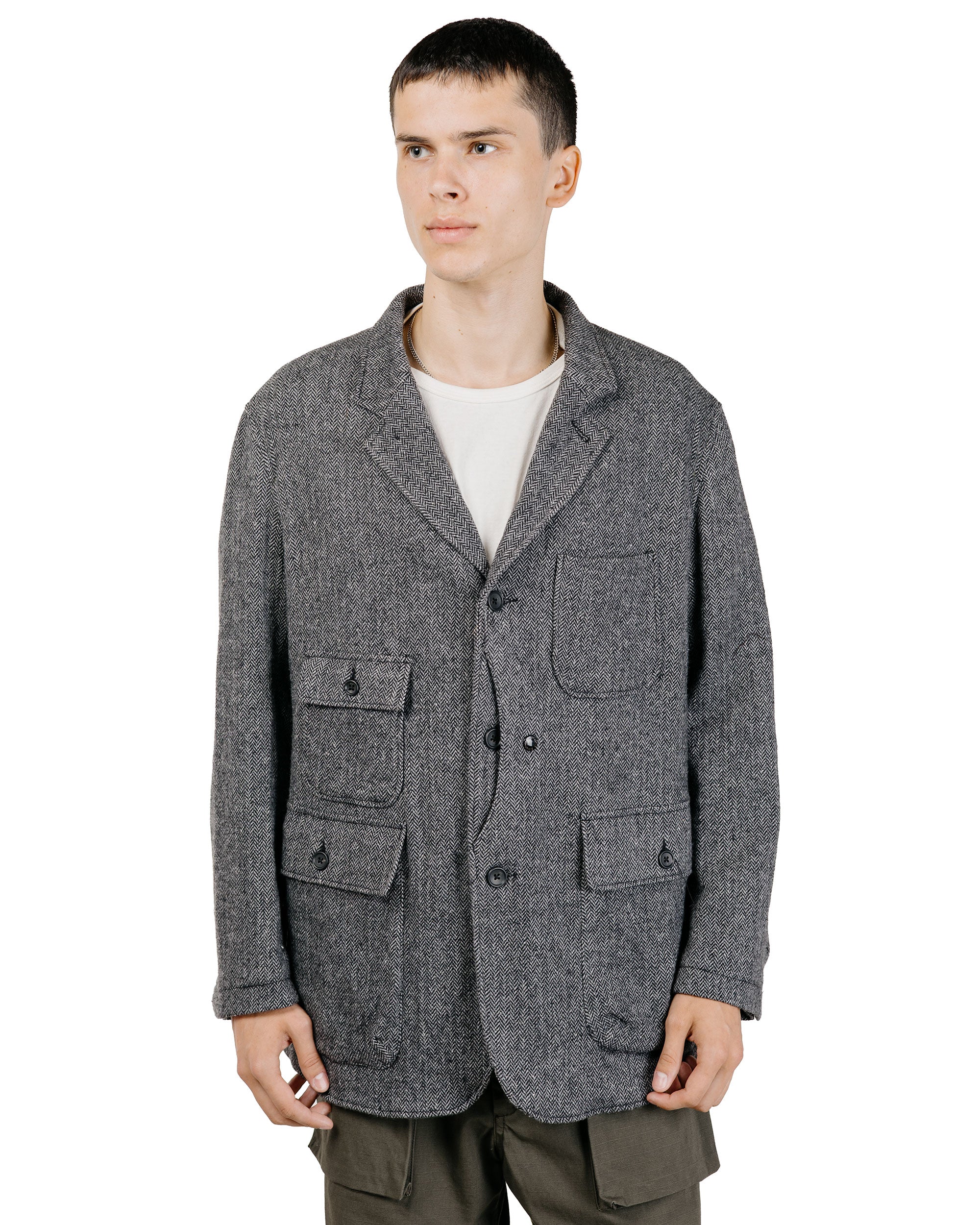 Engineered Garments Upland Jacket Grey Poly Wool Herringbone