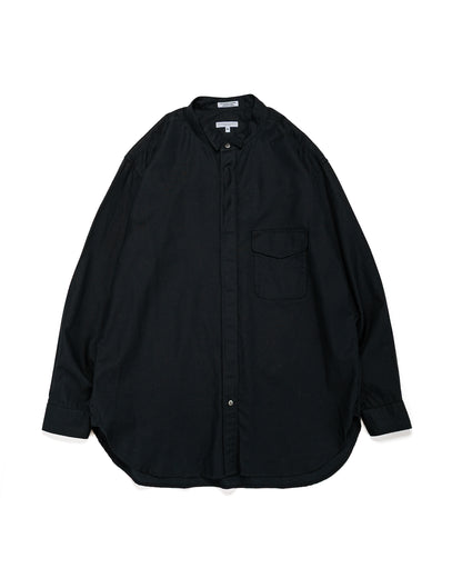 Engineered Garments Wing Collar Shirt Black Cotton Diagonal Dobby Stripe