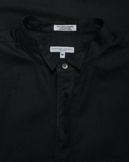 Engineered Garments Wing Collar Shirt Black Cotton Diagonal Dobby Stripe