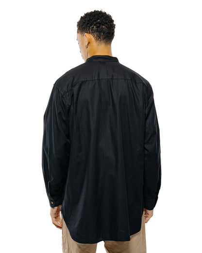 Engineered Garments Wing Collar Shirt Black Cotton Diagonal Dobby Stripe