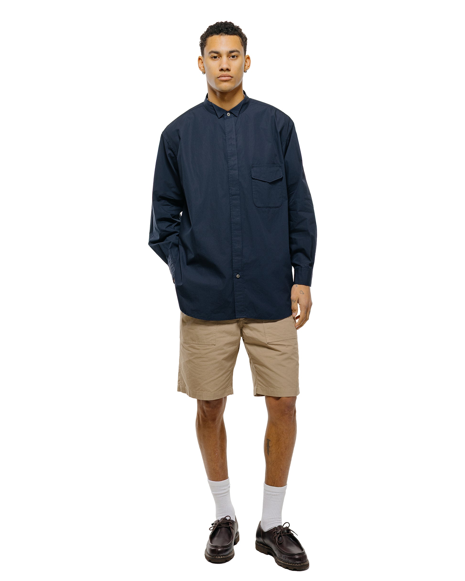 Engineered Garments Wing Collar Shirt Dark Navy Cotton Broadcloth