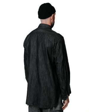 Engineered Garments Work Shirt Black Cotton Denim Shirting model back