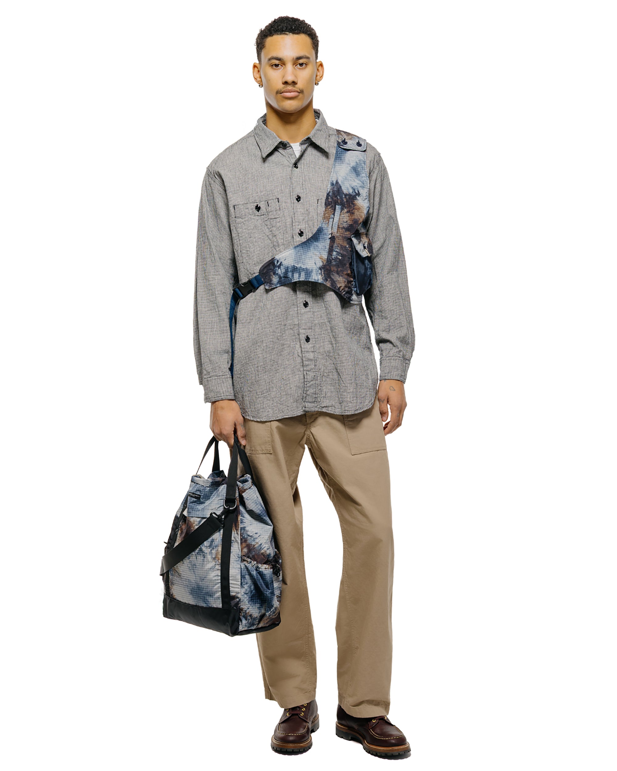 Engineered Garments ワークシャツ ブラック/グレー CL ハウンドトゥース