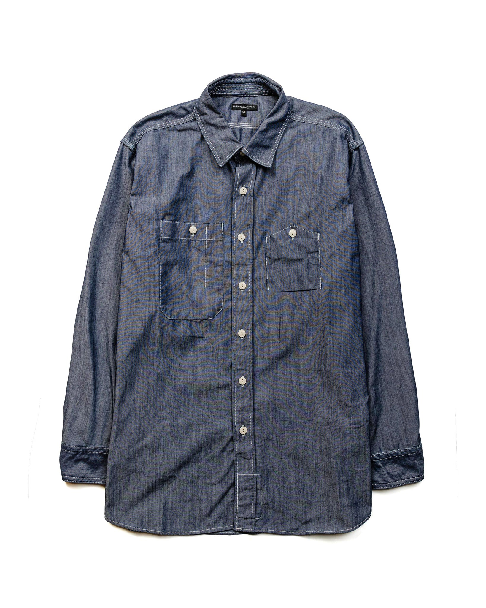 Engineered Garments Work Shirt Blue Cotton Chambray - Made in USA