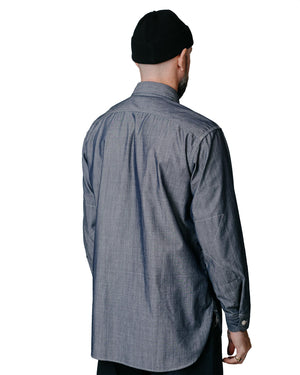 Engineered Garments Work Shirt Blue Cotton Chambray model back