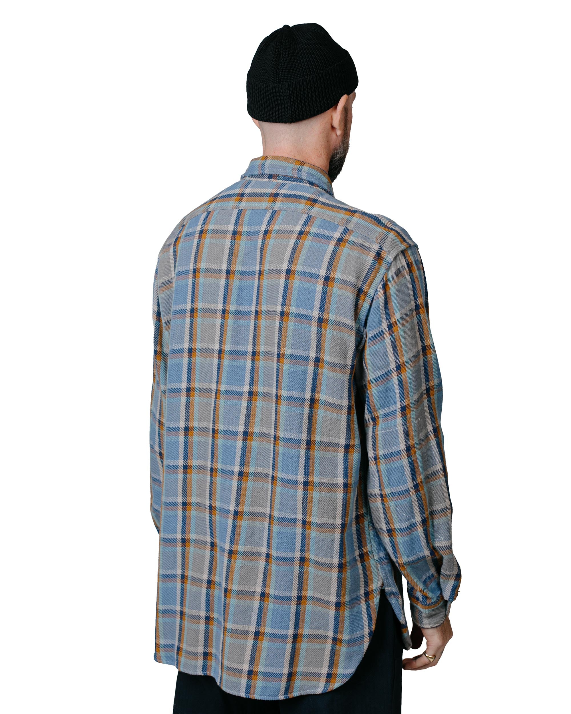 Engineered Garments Work Shirt Blue Cotton Heavy Twill Plaid