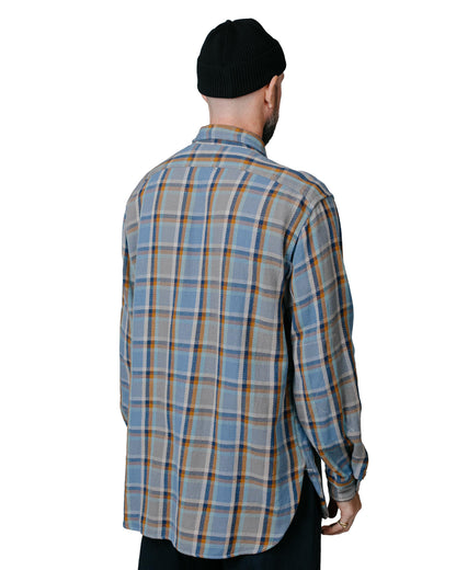 Engineered Garments Work Shirt Blue Cotton Heavy Twill Plaid model back