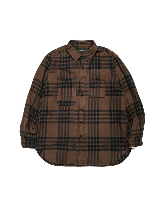 Engineered Garments Work Shirt BrownBlack Cotton Flannel Plaid