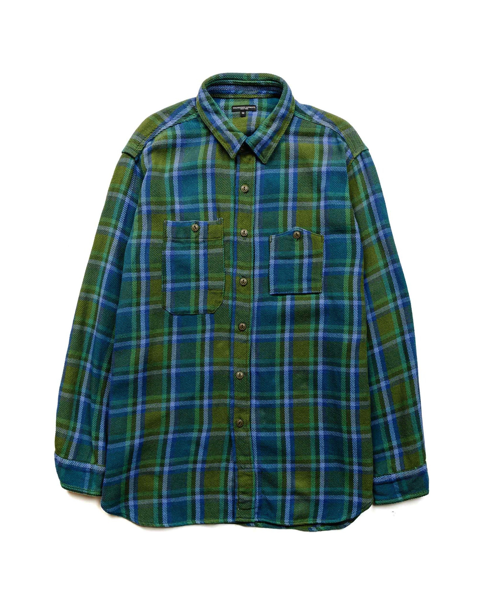 Engineered Garments Work Shirt Green Cotton Heavy Twill Plaid