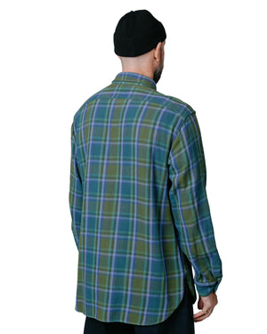 Engineered Garments Work Shirt Green Cotton Heavy Twill Plaid Model Rear